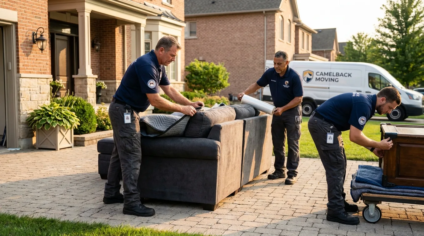Large estate moving crew wrapping furniture in Mentone, TX